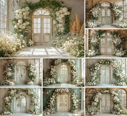 Mehofond Photography Background Spring White Arch Flowers Adult Maternity Portrait Birthday Party Decor Backdrop Photo Studio