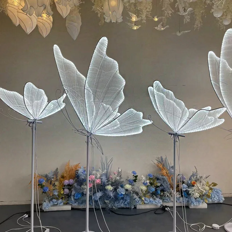 Wedding Floor Light with Butterflies LED Lace Lamp, Romantic Creative Hanging Butterfly Lamps, Walkway on Party Stage Lights