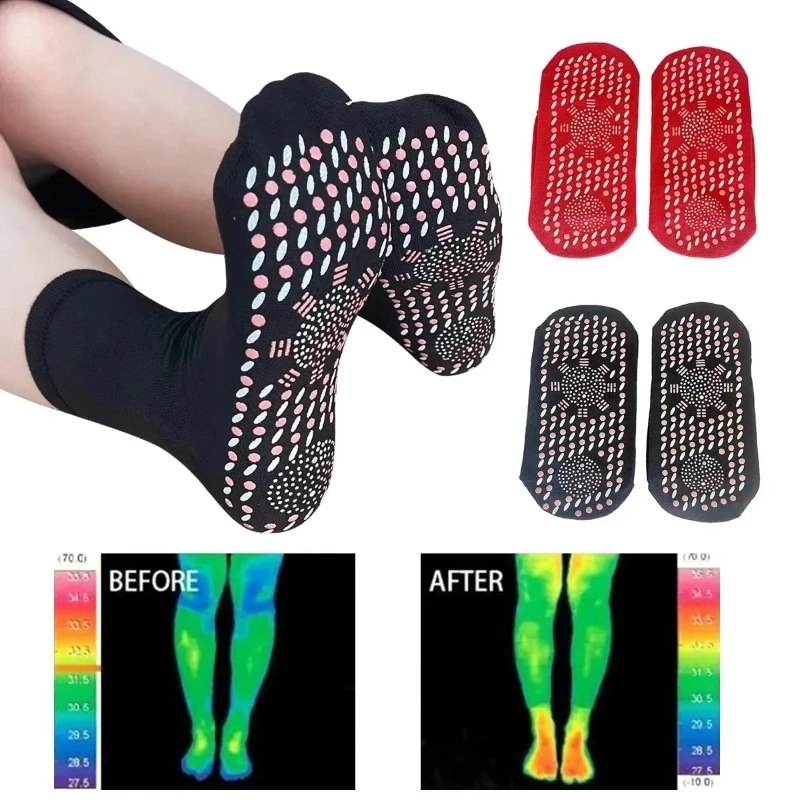 

2/4Pairs Tourmaline Slimming Health Sock Winter Elastic Thermal Self-Heating Sock Health Care Socks Short Sock Magnetic Therapy