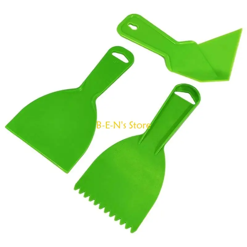 Y1AD Pack Of 3 Plastic Putty Scraper DIY Texture Pattern Comb and Corner Trowel Tools For Spackling Wallpaper Paint Removal