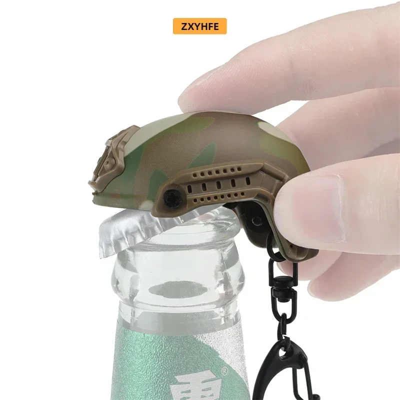 Tactical Camping Keychain Beer Cap FAST Helmet Shape Bottle Opener Portable Decorations Collectibles Hunting Sports Equipment