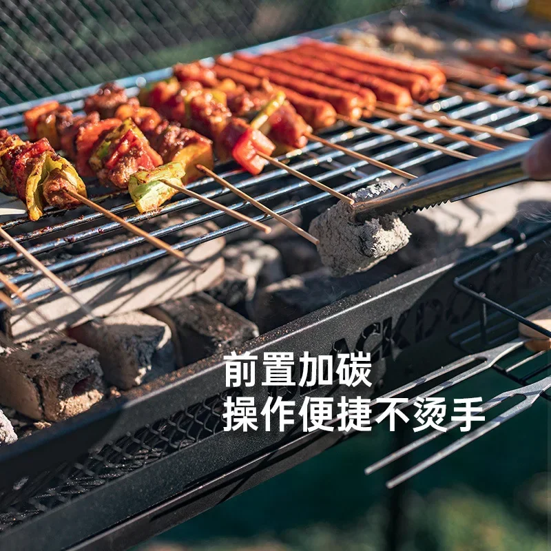 شواية باربيكيو قابلة للطي في الهواء الطلق، تخييم خارجي، تحكم في درجة الحرارة، شواية نزهة محمولة متعددة الأشخاص