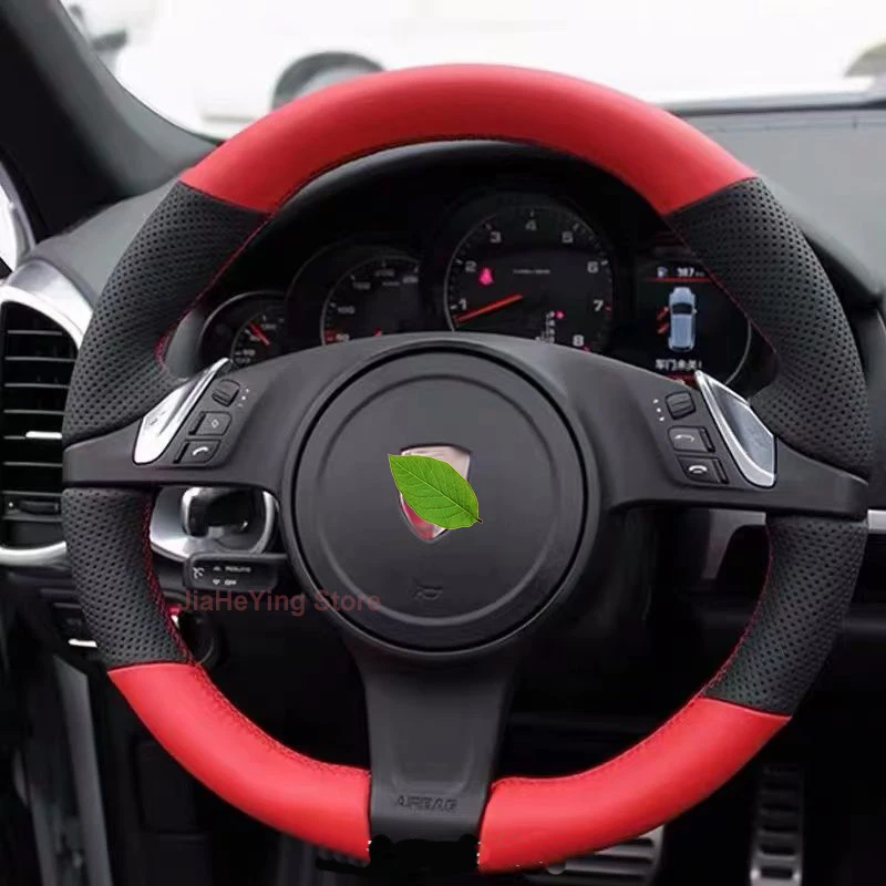 

Hand-sewn DIY Custom Non-slip Durable Leather Car Steering Wheel Covers For Porsche Panamera Cayenne Cayman Interior Accessories