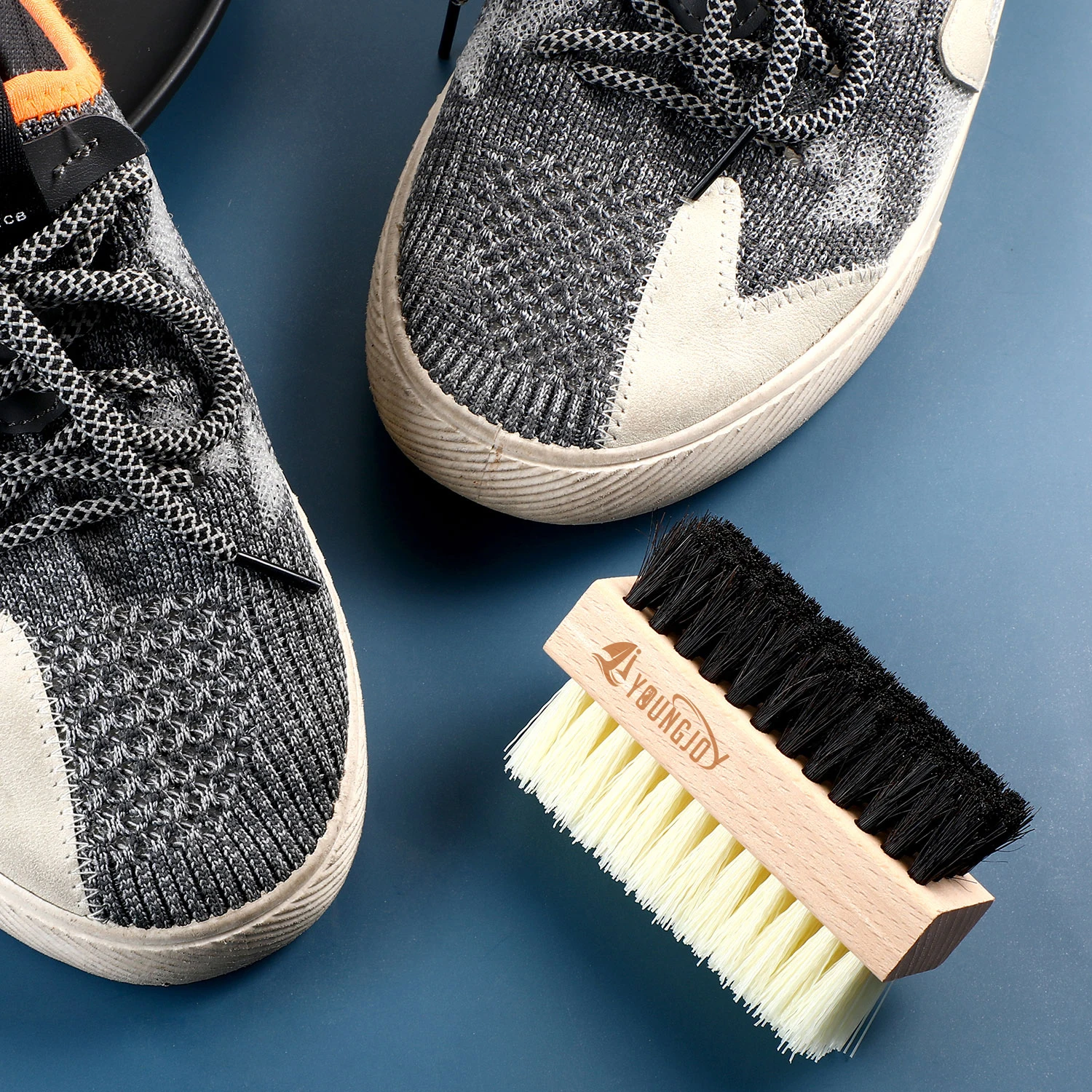 Two-sided sneakers Shoe cleaning brush set Shoe cleaning brush kit horse hair and plastic brush