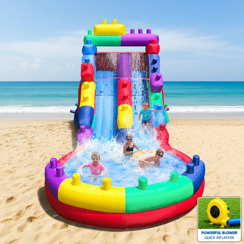 

Outdoor Fun Grade Inflatable Water Slide with Splash Pool for Adults and Kids Includes Backyard Outdoor Water Play