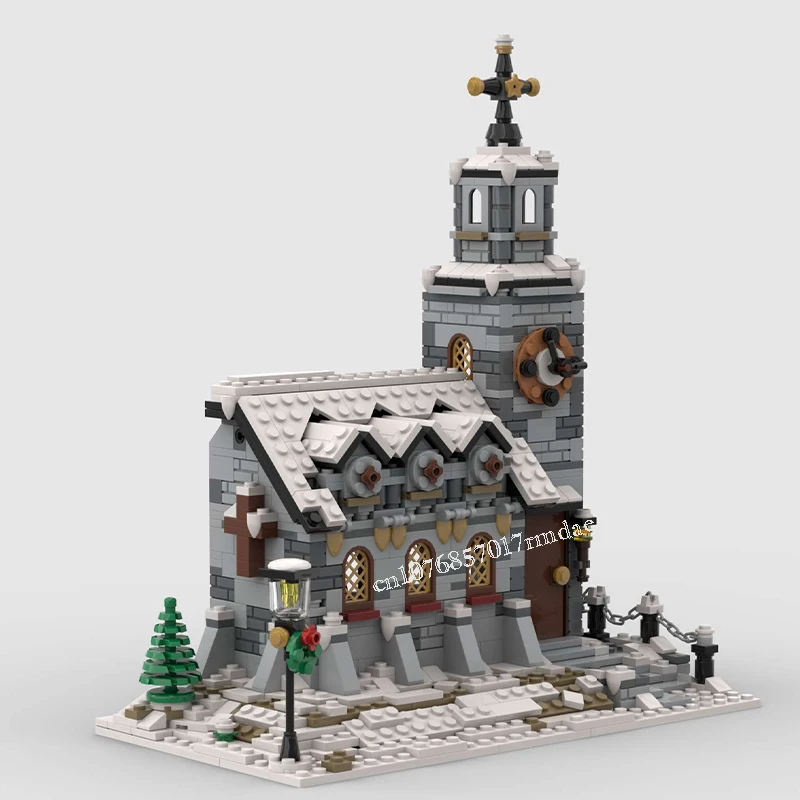 Street View Moc Building Blocks, Little Winter Church, Idéias Criativas DIY, Brinquedo Infantil, Presente de Aniversário, Christmas Blocks, Cidade, Hot Selling, 1074Pcs