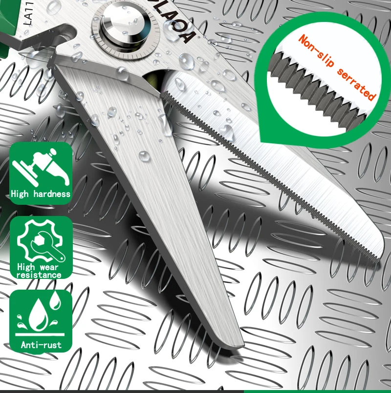 LAOA Stainless Steel Multifunctional Serrated Powerful Scissors Electrician's Scissors