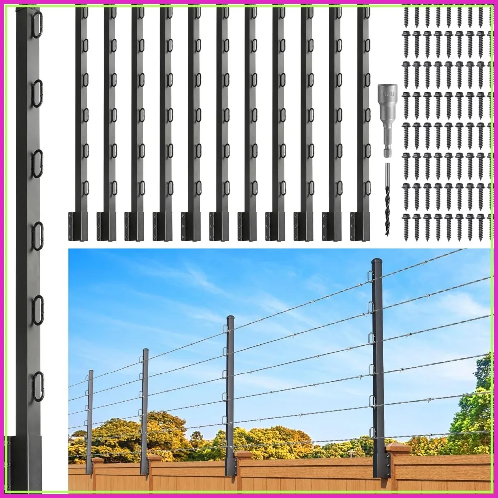 

40" Fence Post Extender, Barbed Wire Arm for Outdoor Fence Height Increase, Privacy & Pet Safety, 12 Pack