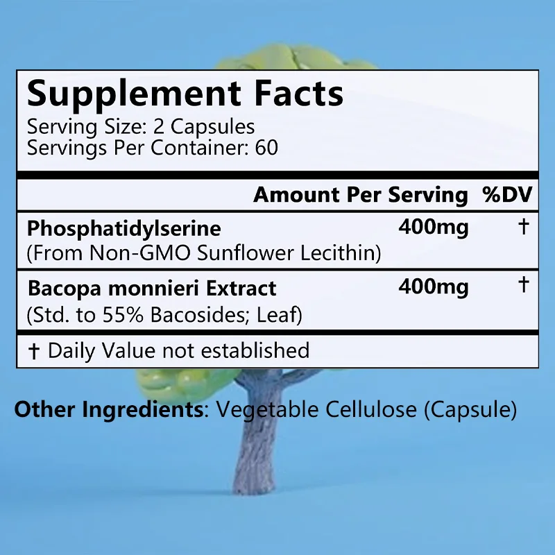 

Phosphatidylserine Supplement, with Bacopa Monnieri, Brain Supplement, Helps Clear Thinking, Memory, Creativity