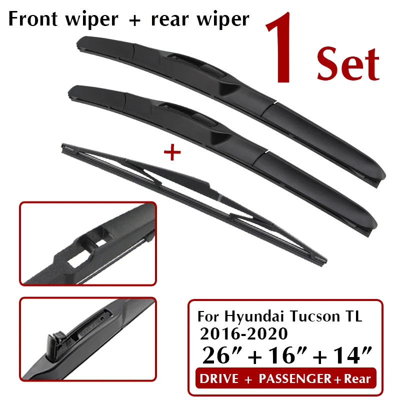 KAWOO Wiper Front & Rear Wiper Blades Set For Hyundai Tucson TL 2016 2017 2018 2019 2020 Windshield Windscreen 26\