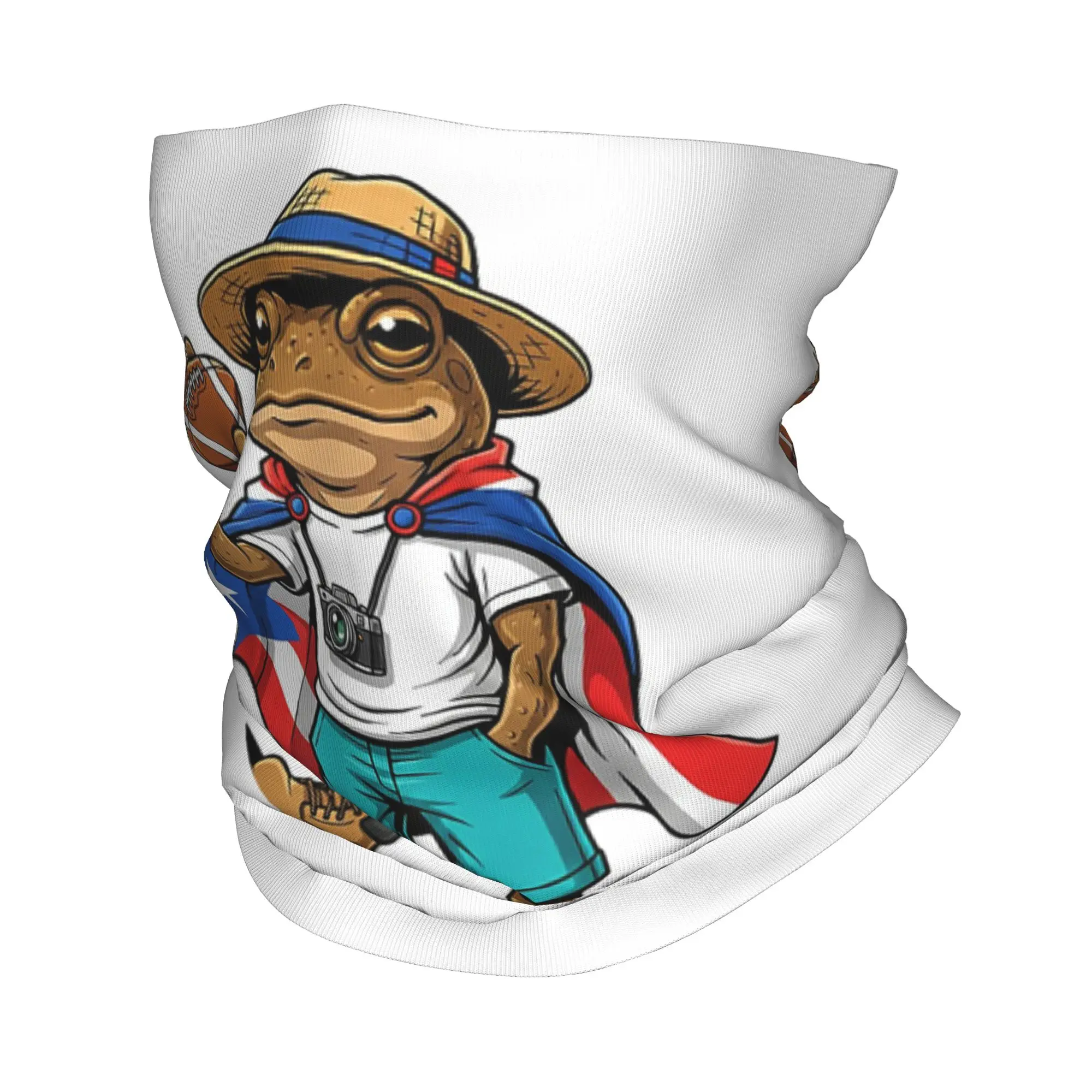 Coqui Frog Football Puerto Rico Flag Island Pride Bandana Neck Cover Printed Mask Scarf Headwear Cycling For Men Women Adult