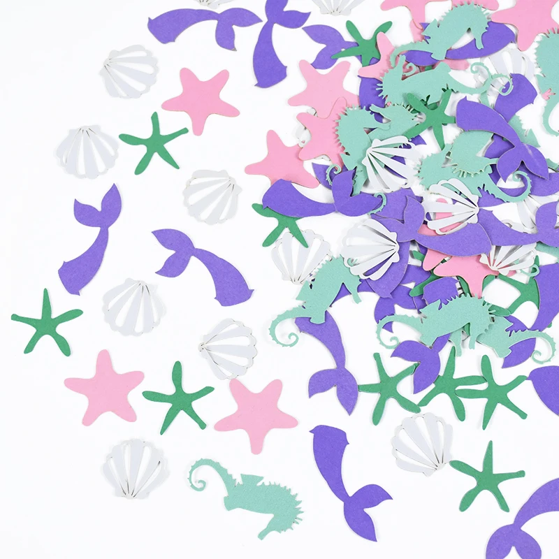 

100pcs Mermaid Sea Life Paper Confetti Starfish Seahorse Under The Sea Table Confetti Mermaid Theme Birthday Wedding Party Decor