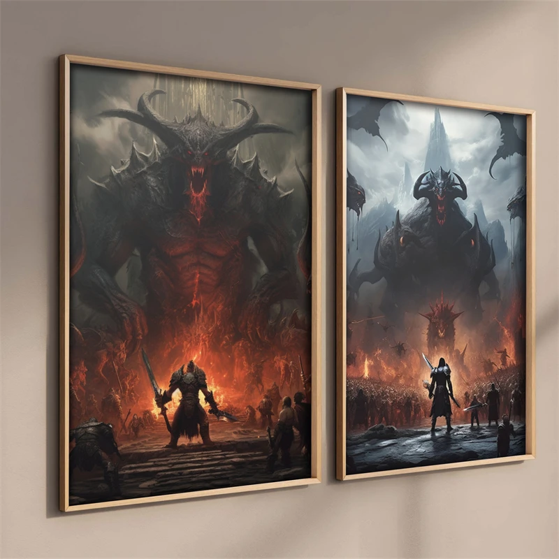 البوب آر بي جي لعبة ديابلو 4 المشارك الجمالية ليليث ديابلو IV خريطة حائط لوح رسم ديكور فني غرفة الألعاب الاطفال الديكور #2