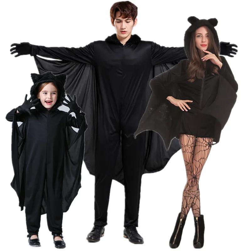 

Хэллоуин костюм летучей мыши комплект для детей и родителей наряд для выступлений Fem версия сценический костюм из полиэфирного волокна