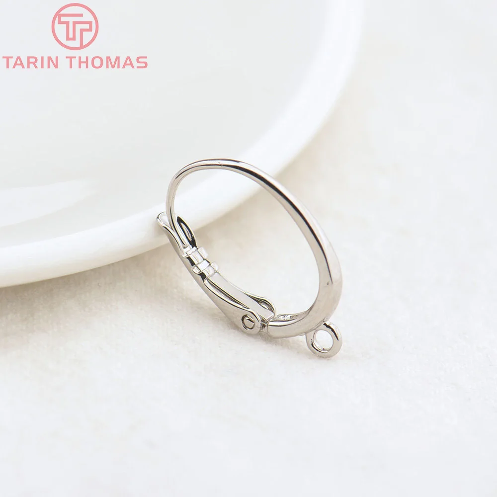 (2219)6個12 × 20ミリメートル24 18kゴールドカラー真鍮楕円形のイヤリングクリップイヤリングフープ高品質ビーズメッキコネクタ