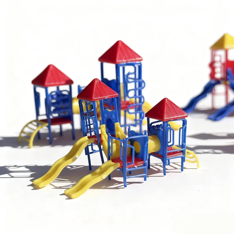 1:87 escala ho corrediça infantil para jardim de infância parque playground com slides conjunto modelo jogo de lula layout de construção arquitetônica