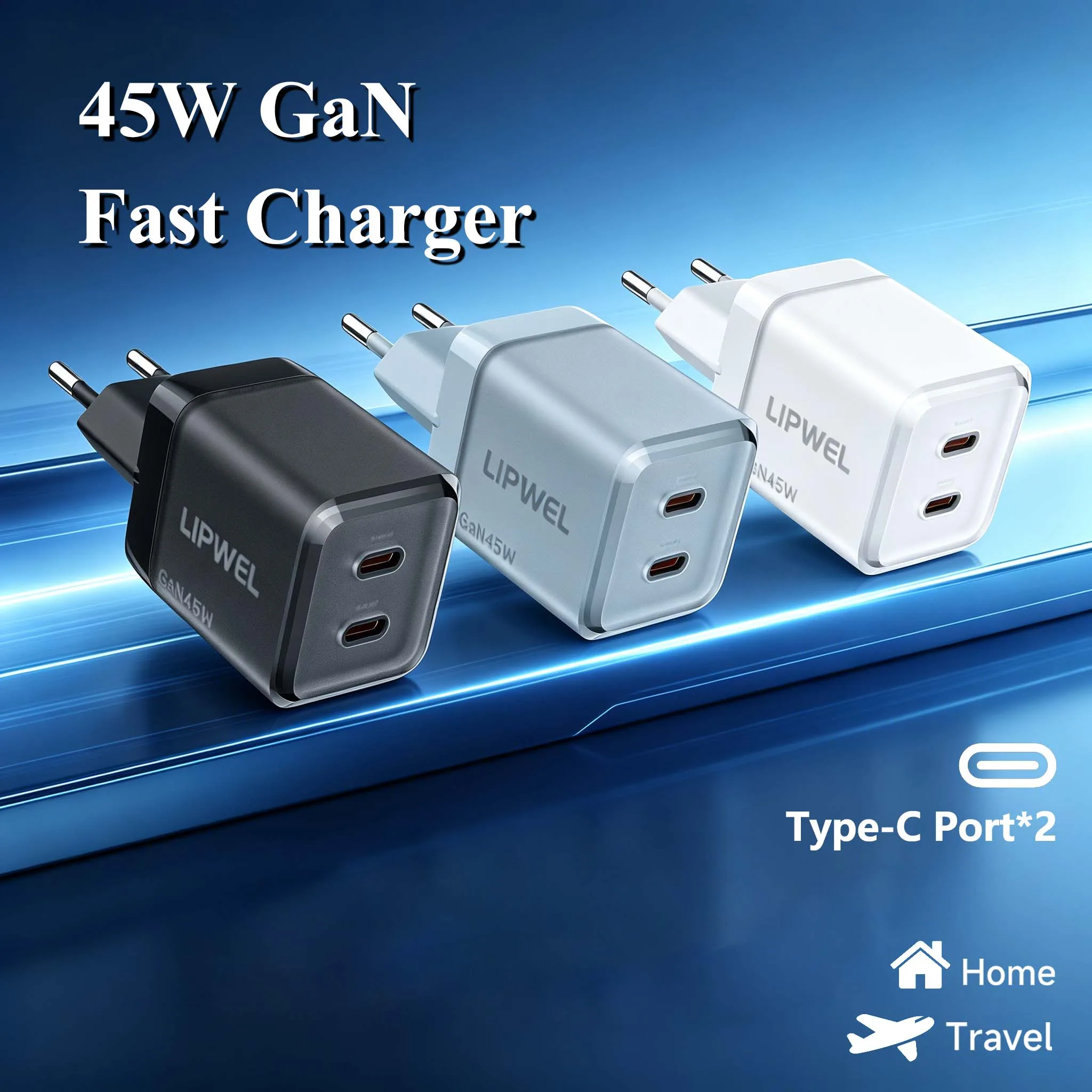 USB-C Charger, 45W GaN Dual Type-C Port Charger, PD Power Adapter, Travel Charger, EU Wall Plug Charger, for iPhone 17 Series.