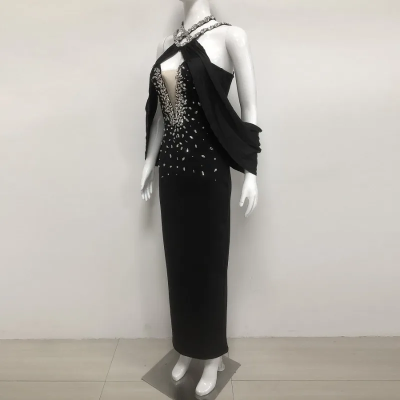 مثير خارج الكتف الخامس الرقبة ضمادة فساتين حفلات المشاهير للنساء 2025 صيف جديد موضة فاخرة فستان سهرة الحفر الساخن