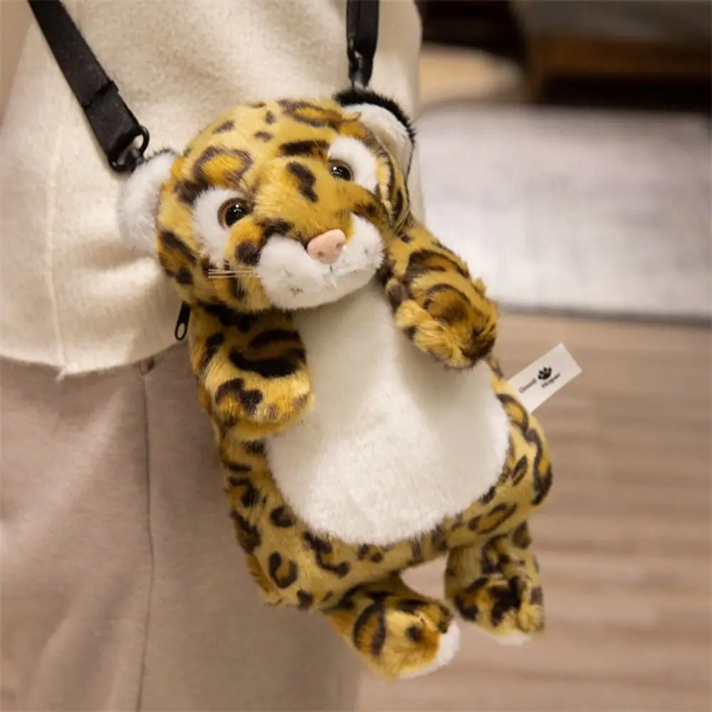 Lindo Animal relleno mochila de felpa Panda Tigre bolso de hombro de felpa ajustable simulación de dibujos animados bolso cruzado de felpa bolso para niños