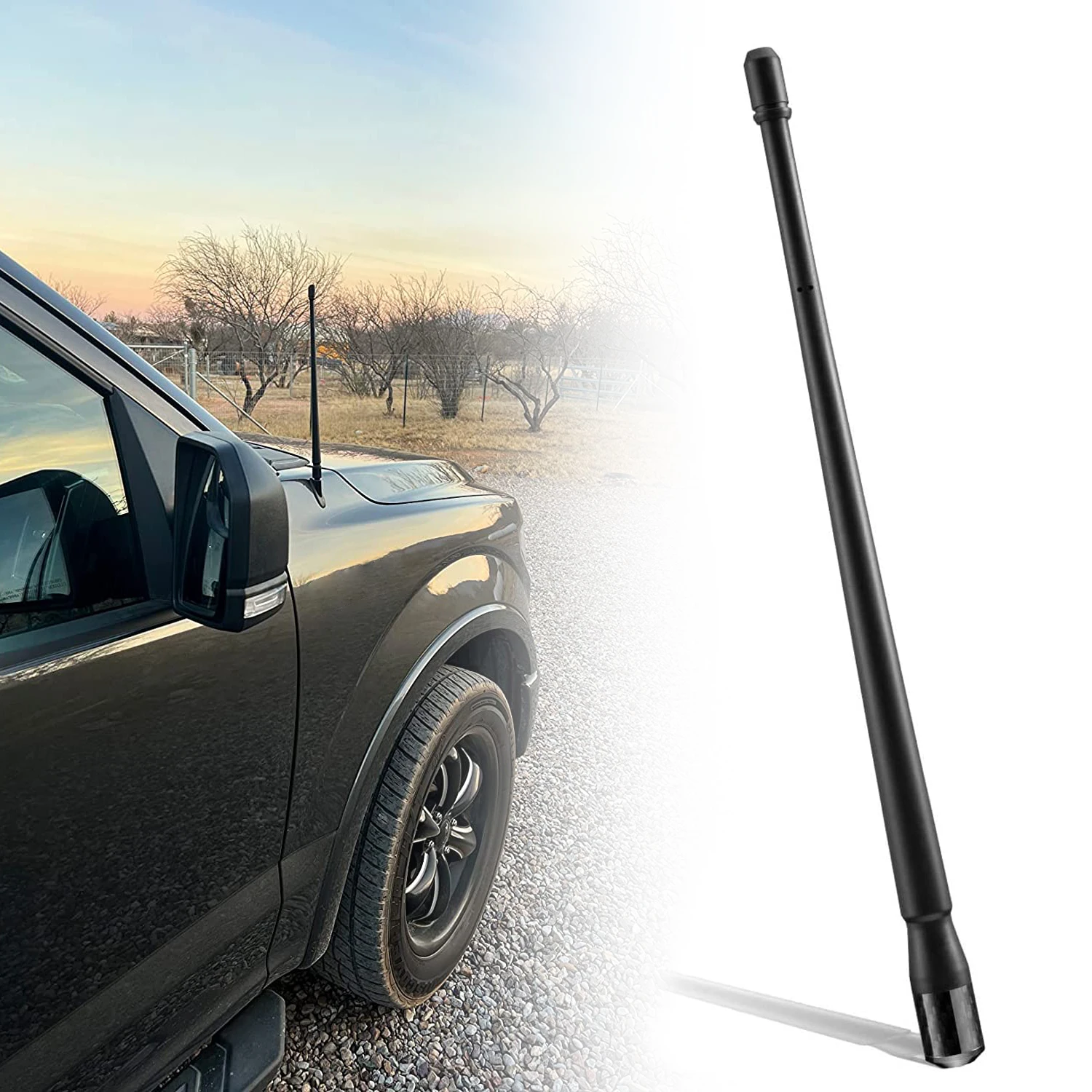 

13inch Truck Antenna Carbon Fiber Flexible Rubber Aerial Mast Optimized FM AM Reception Replacement for Ford F150 2009-2023