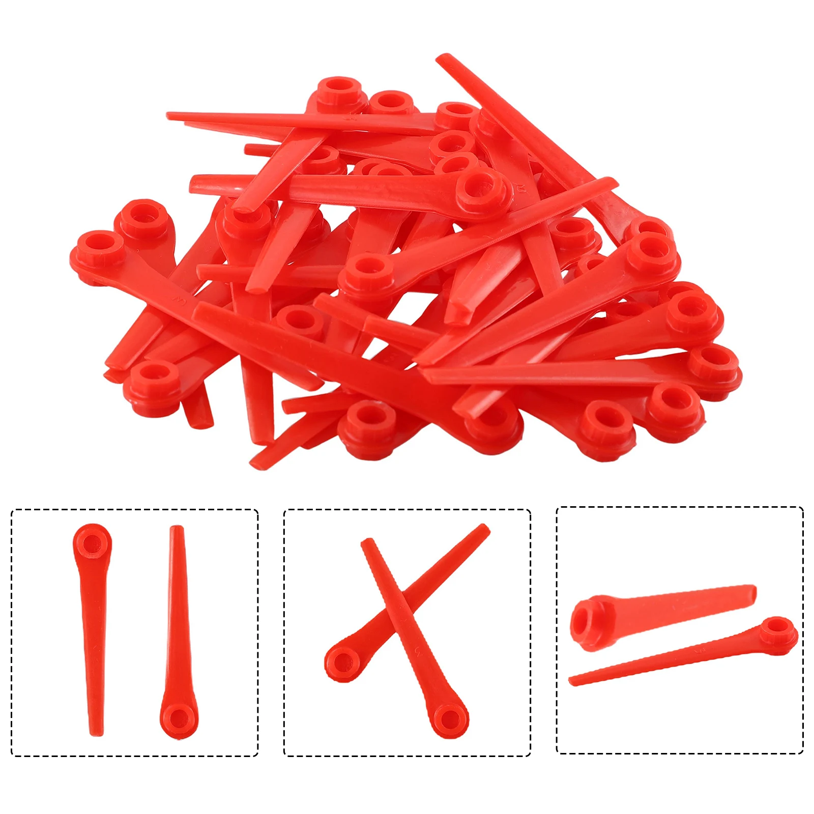 100 Stück Trimmerklingen Kunststoff Ersatz Kunststoff Rot für Rasentrimmer Art 9823/9825/9820/9821/9828/9829/8840/8841/2417 Werkzeug