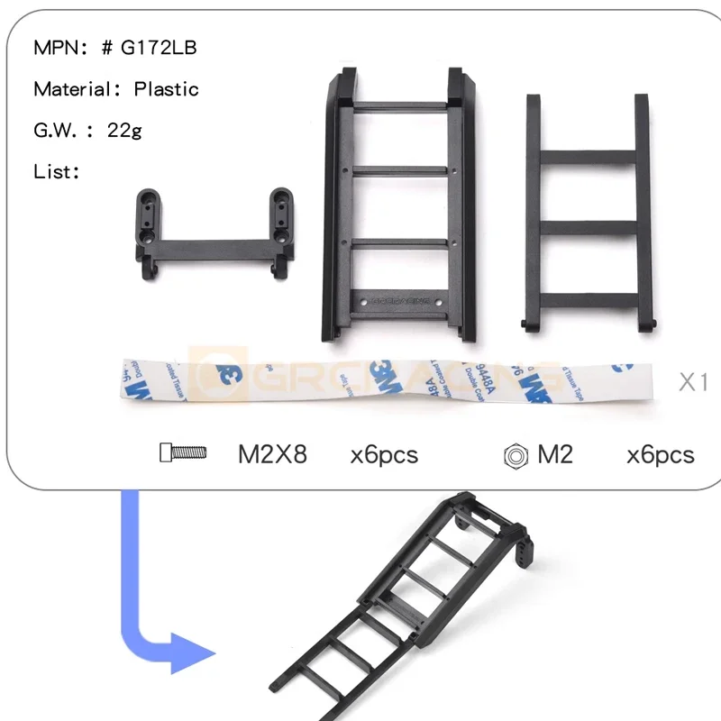 1:10 Afstandsbediening Klimmen Off-Road Voertuig Zijraam Vouwladder Dak Algemene Simulatie Upgrade Diy Gemodificeerde Onderdelen