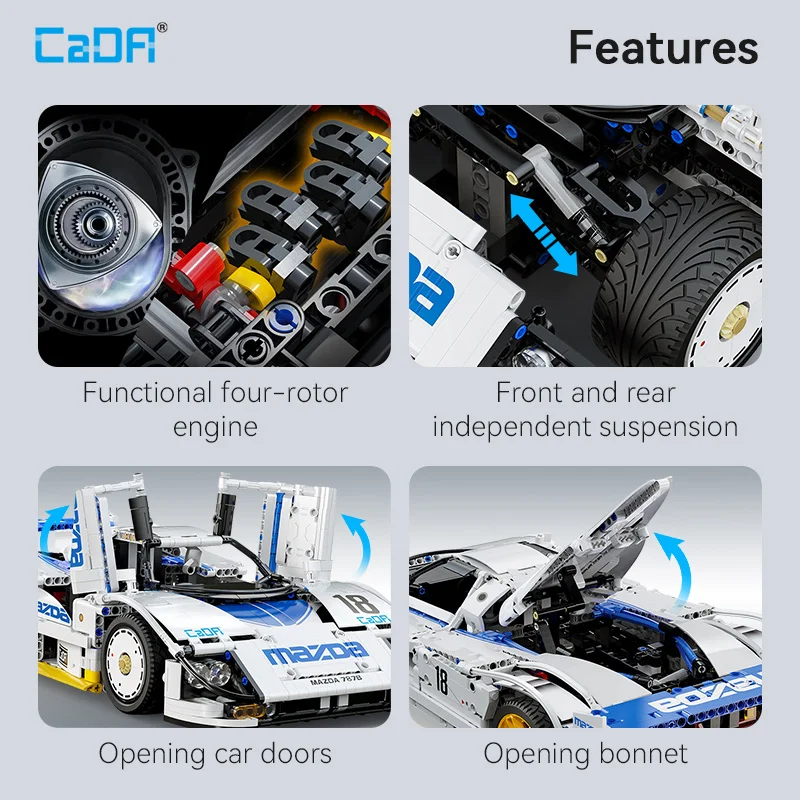 Cada 1:10 mazda 787b carro de corrida técnico c42 modelo de carro esportivo blocos de construção cidade resistência esportes-car tijolos brinquedos presentes do miúdo ﻿