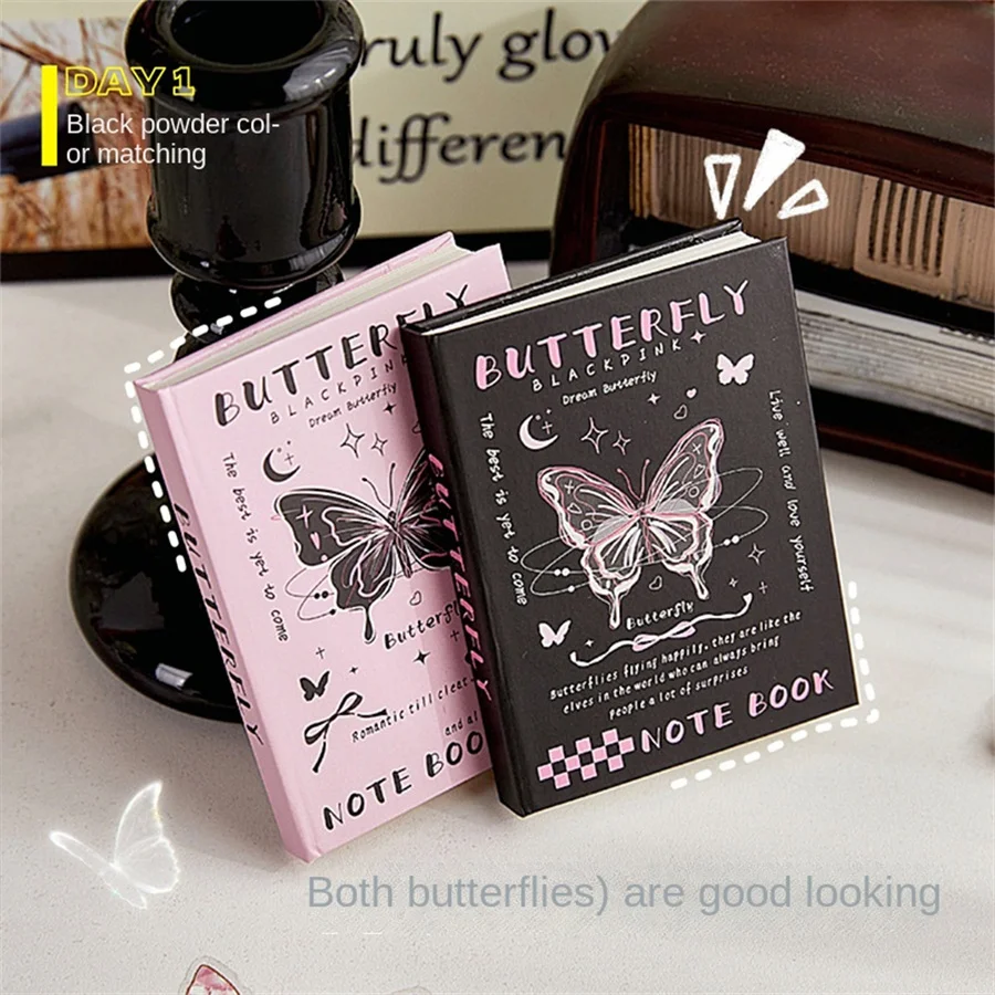 80-page fantasy butterfly pocket notebook, a portable high-value notebook for girls, a mini a7 notebook for students to carry wi