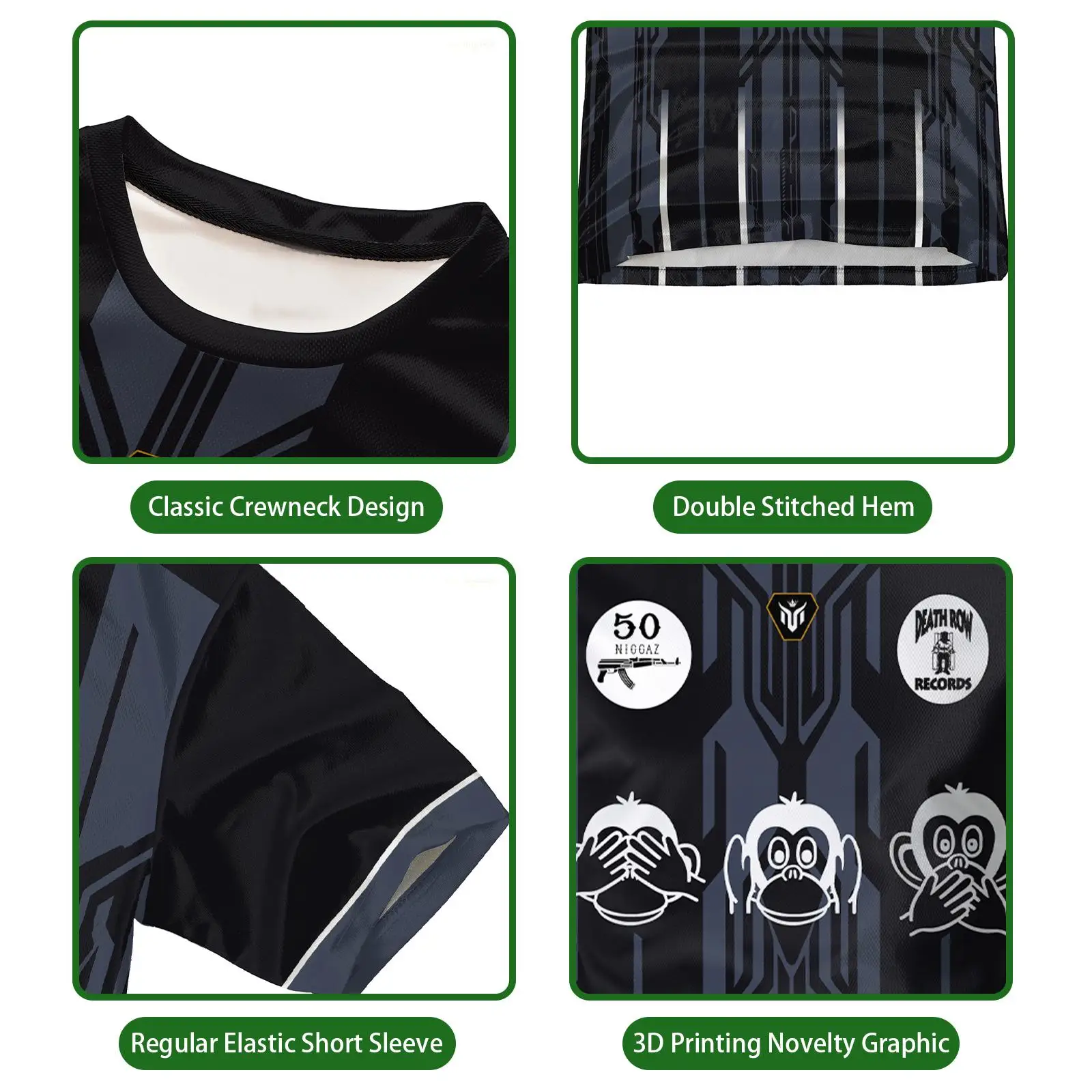 Tupac Print Jersey Street Hip-hop Rapper Trendy Short-sleeved T-shirt Men's And Women Outdoor Sports Breathable Football Uniform