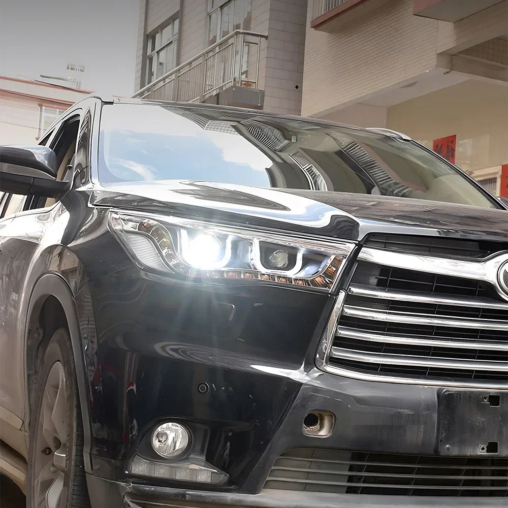 

Для Toyota Highlander Kluger U5 2015-2017 автомобильные передние лампы, обновленные аксессуары с двумя линзами проектора, светодиодные автомобильные фары в сборе
