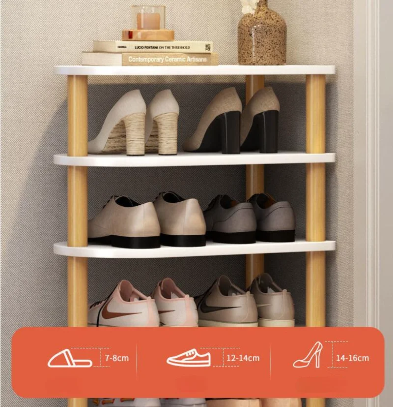 Home Small Shoe Rack Space-saving Storage Shoe Rack Shoe Rack Simple Shoe Cabinet Door Multi-layer Against The WallShoe Cabinets