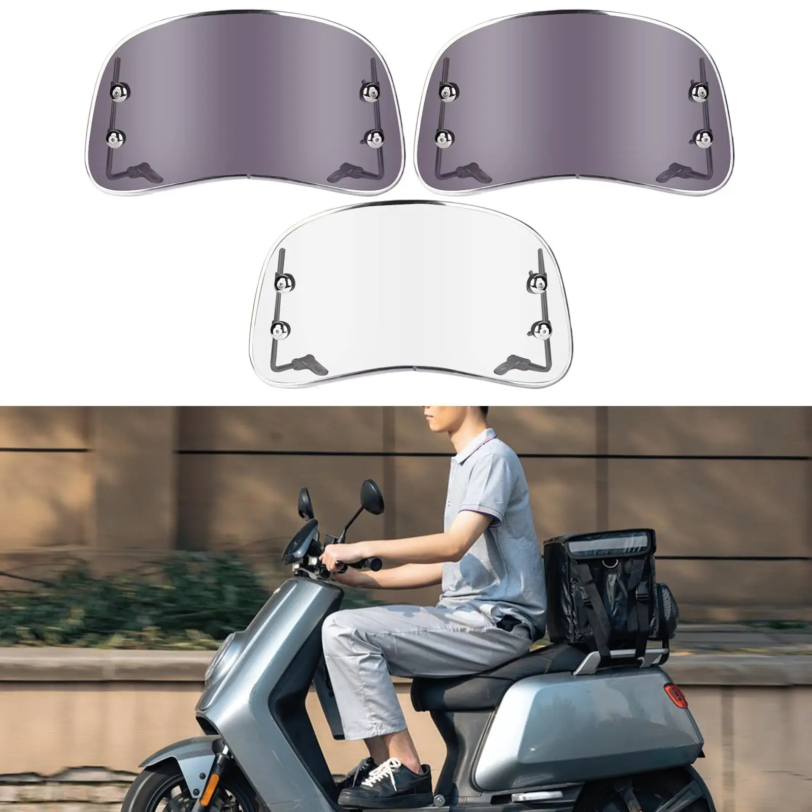 Motorcycle Windshield 40x23cm Easy to Install Replacing Rearview Mirrors Spacing 30-42cm Spare Part Premium Front Flyscreen