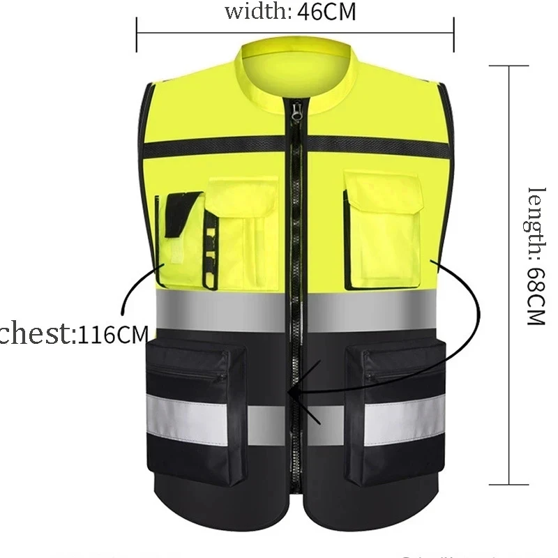 High Visibility Reflective Safety Vest Construction Worker Road Traffic Reflective Work Clothes Motorcycle Cycling Clothes