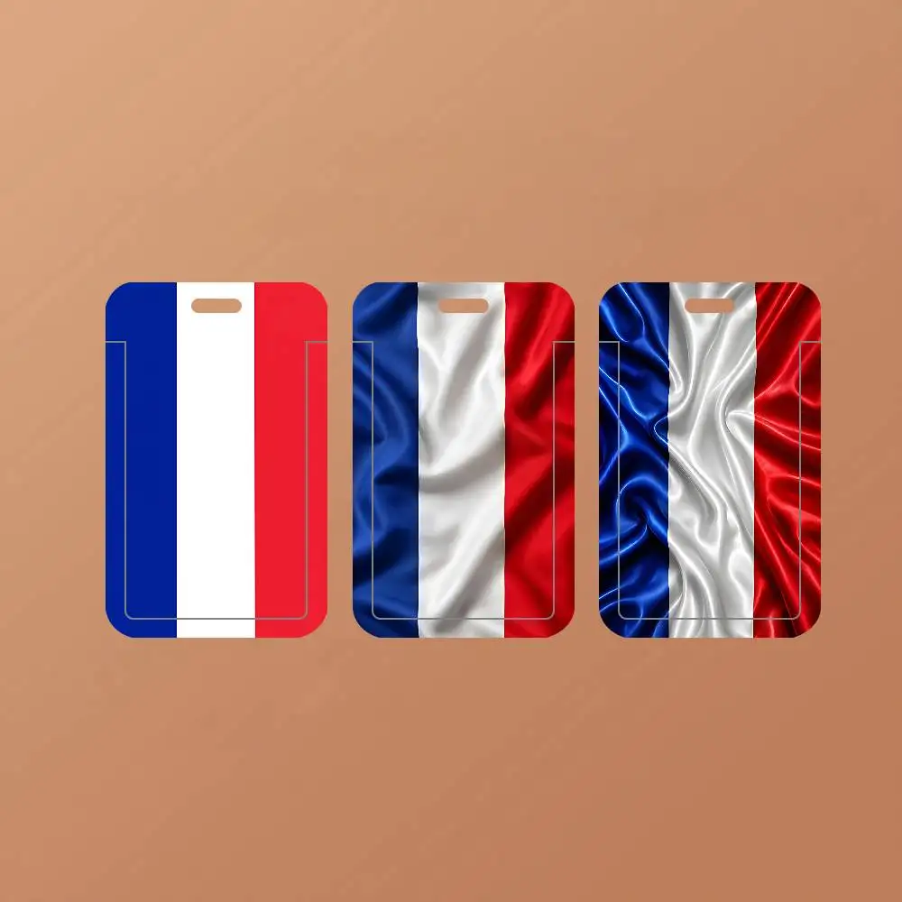 France Flag ID Card Holder Cute PVC Badge Holder Cartoon Card Cover Student ID Bus Card Case With Clear Window