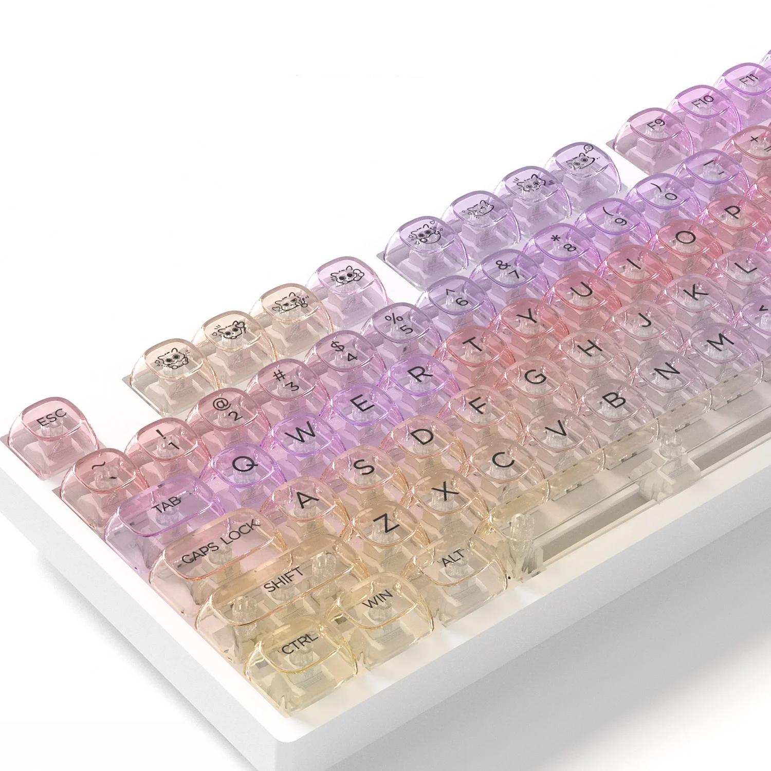 Rainbow Transparent MOA Height Keycaps Set for MX Switch Mechanical Keyboard 125 Keys Colorful Keycap Replacement