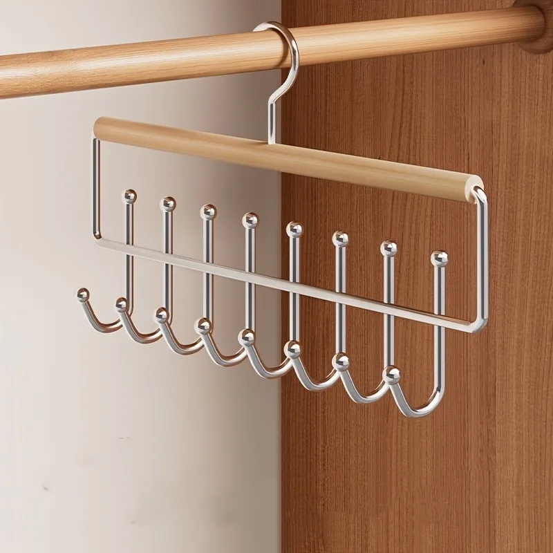 Multifunktionaler Hutorganizer, Holz-Kleiderbügel mit Haken für Unterwäsche und Westen, Balkon-Kleiderständer, Aufbewahrungslösung für den Kleiderschrank.