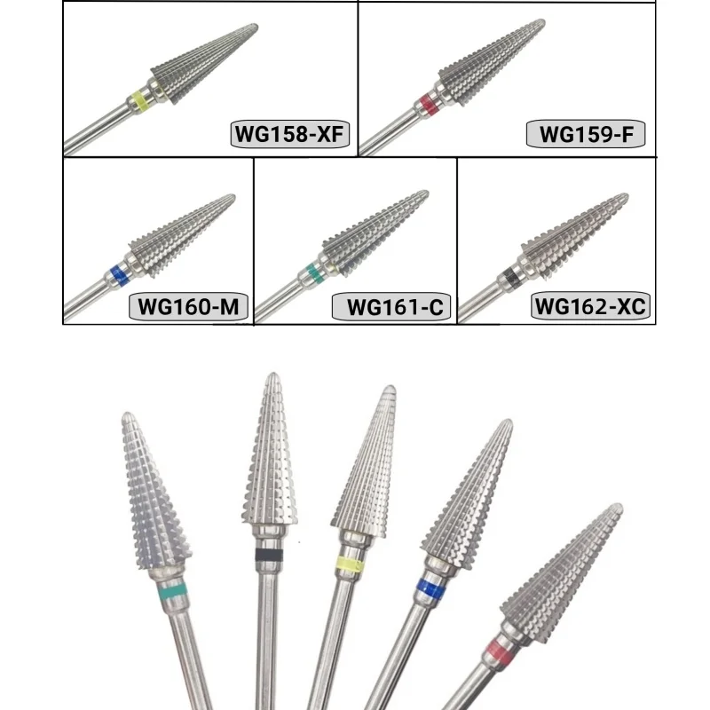 1Pcs 17mm Pro Cone Carbide Cuticle Clean Nail Bit Nail Tungsten Drill Bit Electric Grinding Burr Manicure Drills Nails Accessory