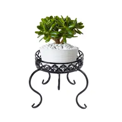 Suporte de plantador de metal redondo para sala de estar Vaso de flores Rack de ferro para exibição de plantas Pátio exterior interior