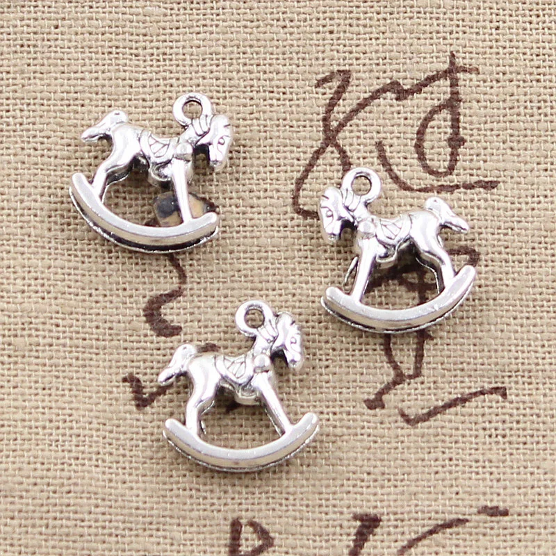 20 sztuk Charms zabawki trojany koń 14x15x5mm Antique srebrny kolorowy platerowany zawieszki Making DIY Handmade tybetański kolor srebrny biżuteria