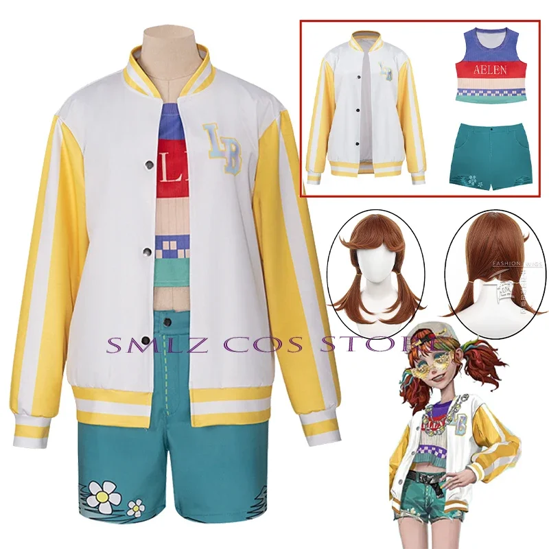 Survivors Lily Barriere Cosplay Anime Game Identity ⅤCostume Cheerleader Uniform Tube Tops Wig Set Party Outfit for Woman