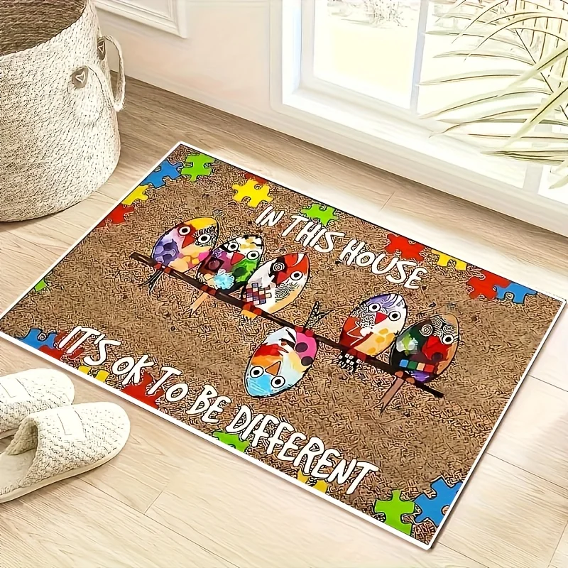 Festive Colorful Motif Floor Rug Decorative Non Slip Door Mat Versatile Accent For Gym Dance Studio Lounge Area