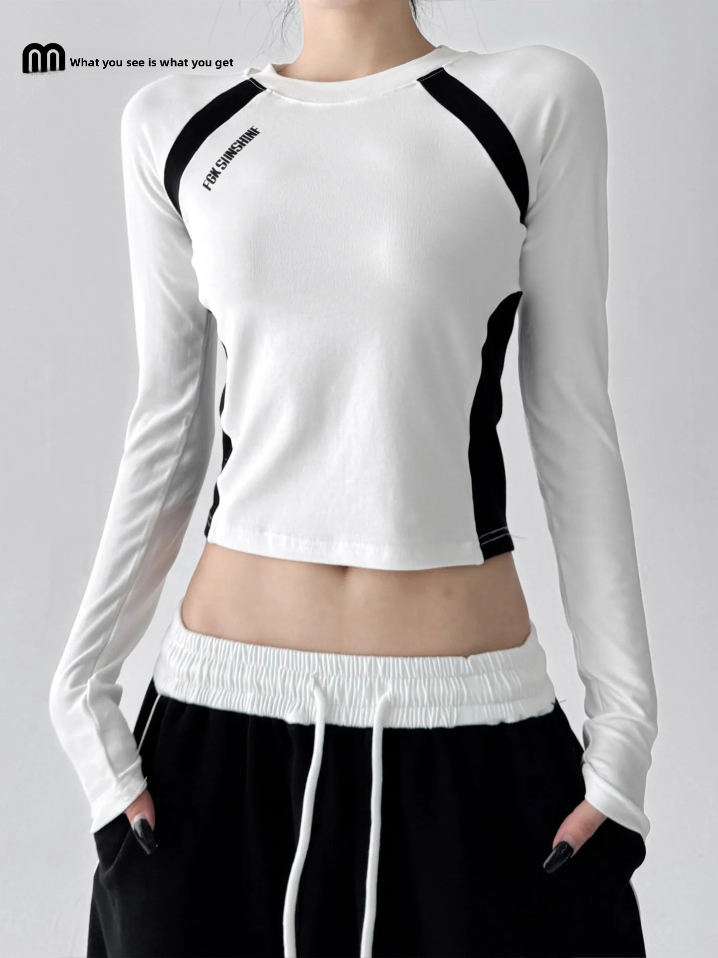 

Футболка Slim Fit Long Sve, женская осенняя новинка, повседневная футболка Faion Base irt, универсальный топ Ci Walk Travel Commute Daily