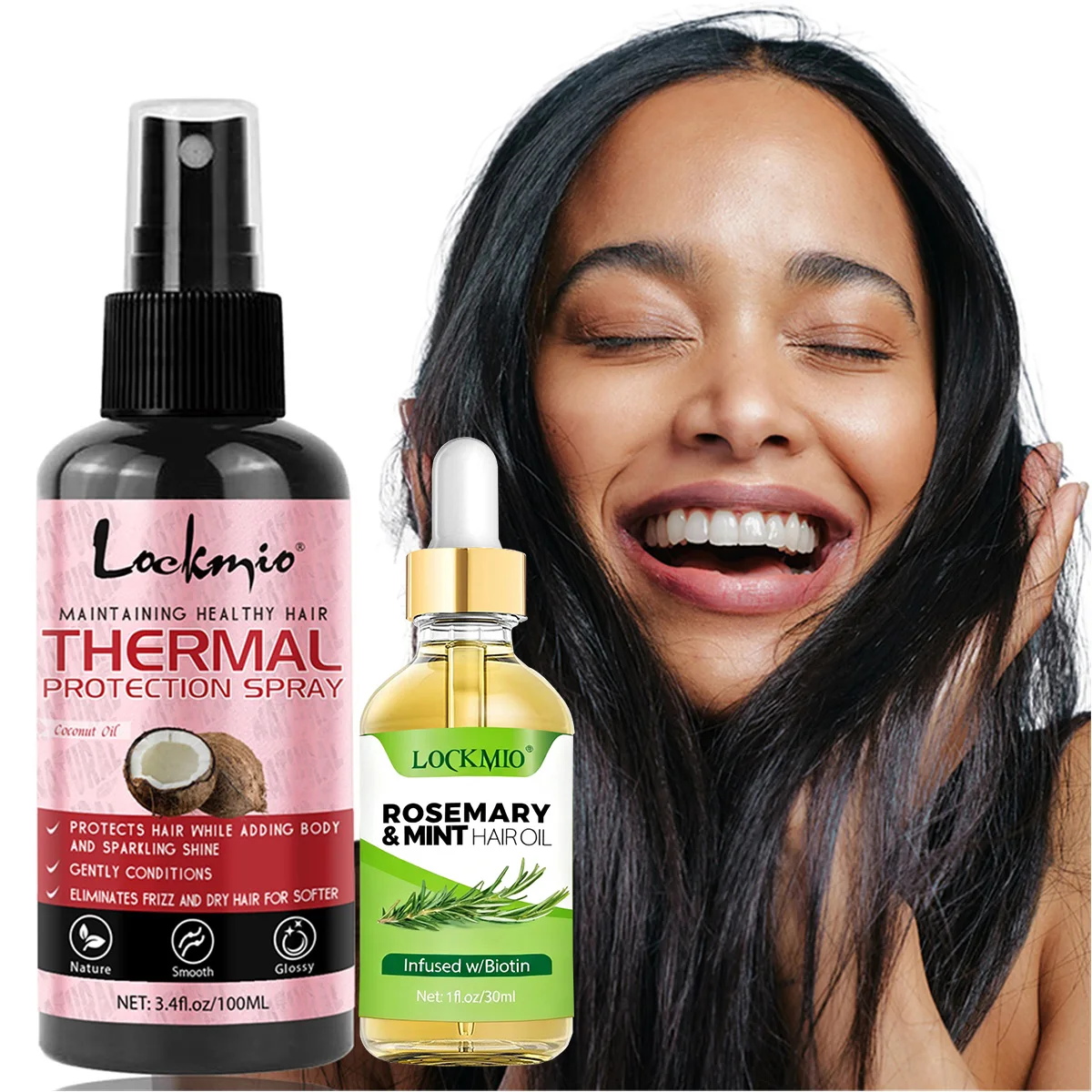 

Hair Heat Protection Spray, Long-lasting Protection Up to 450 Degrees Deeply Moisturizes Making Soft Smooth Rosemary & Mint Oil