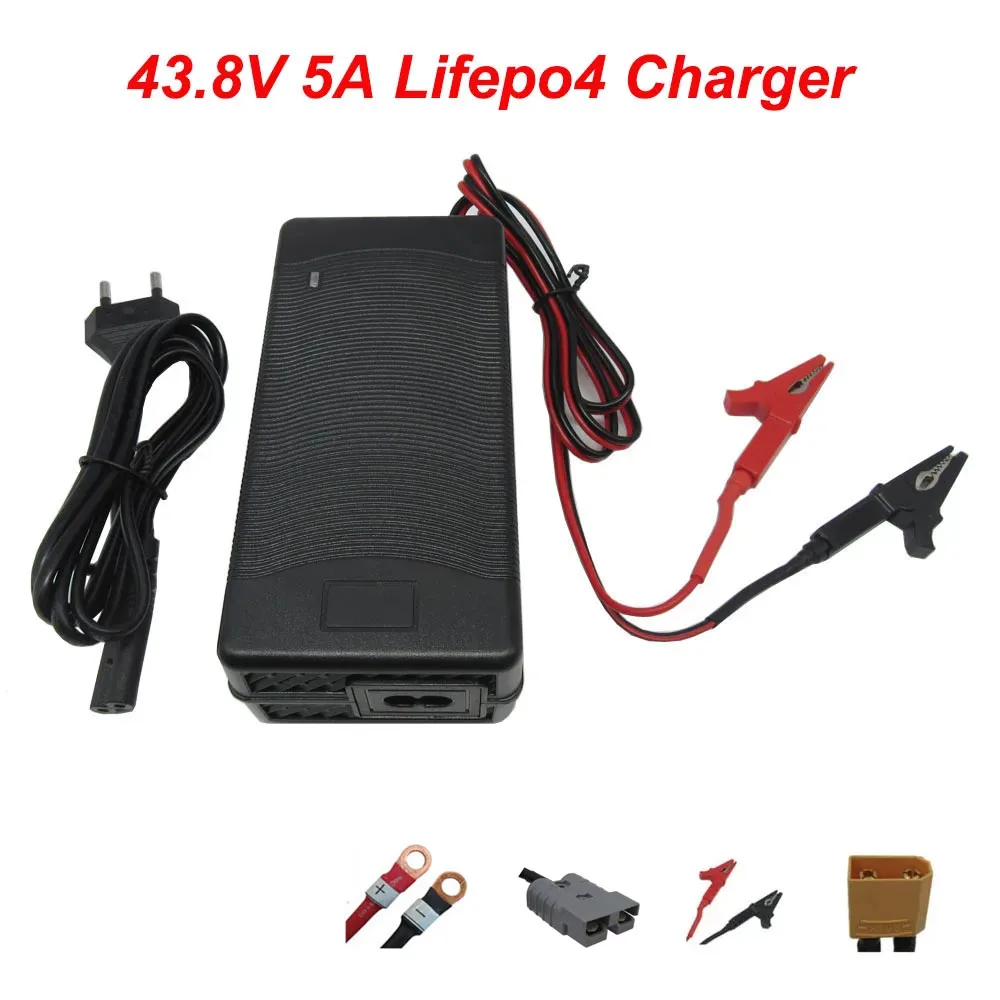 43.8V 36V 5A Lifepo4 Iron Phosphate Battery Charger For 36V 12S Touring Car Solar Energy Storage Charger with Fan Clip Connector