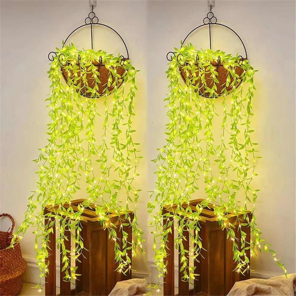 1 Pc USB Ivy Vines Fairy String Lights Willow Curtain Lamp 3x1m DIY LED Light Imitation Leaf Artificial Leaf Copper Wire Light
