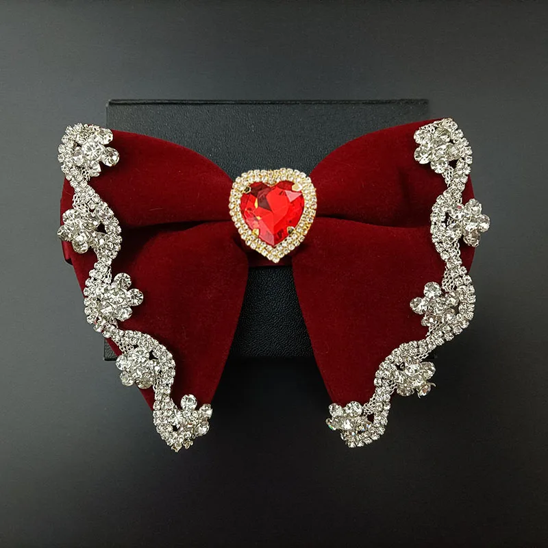 

Men's Luxury Velvet Rhinestones Bow Ties High-End Business Dress Suit Shirt Accessories Handmade Jewelry Gifts Wedding Bow-tie