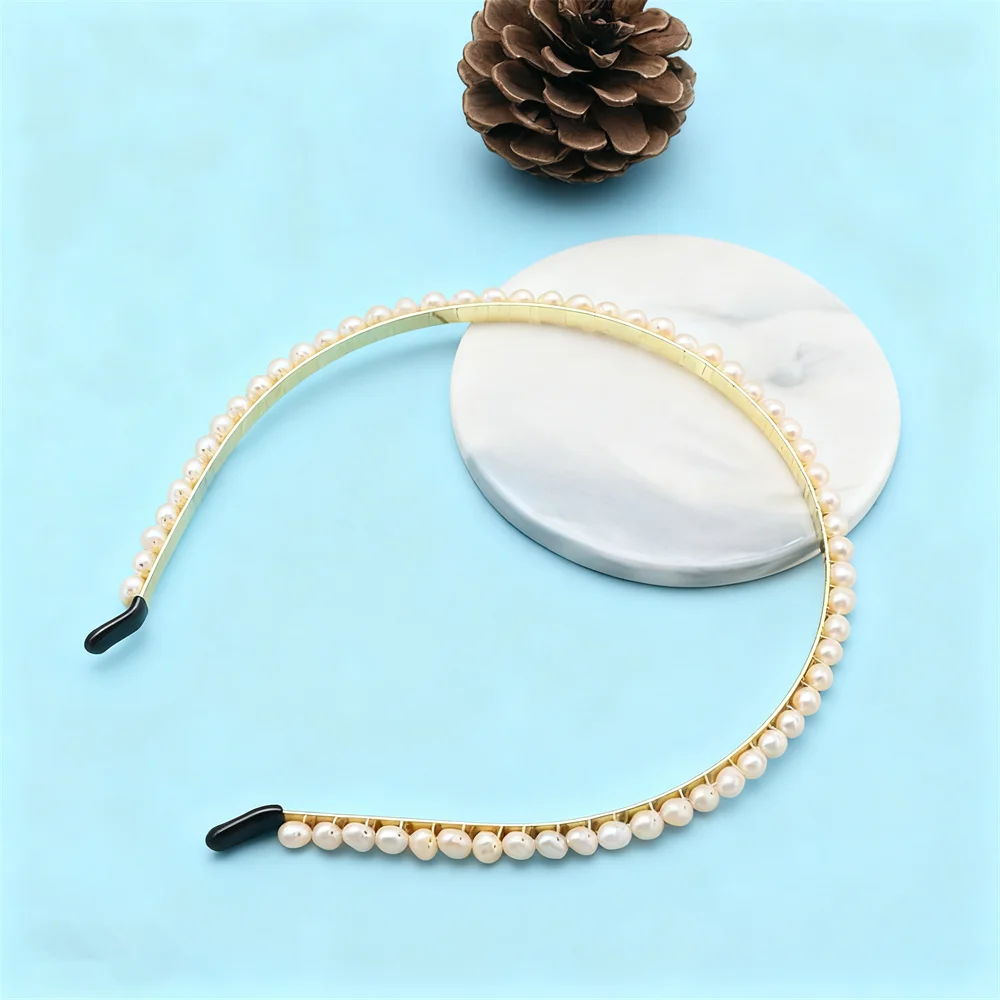 

Новый стиль, роскошная повязка для волос с натуральным пресноводным жемчугом, ручная работа, обернутая для девочек, повязки для волос, женская повязка на голову, аксессуары для волос