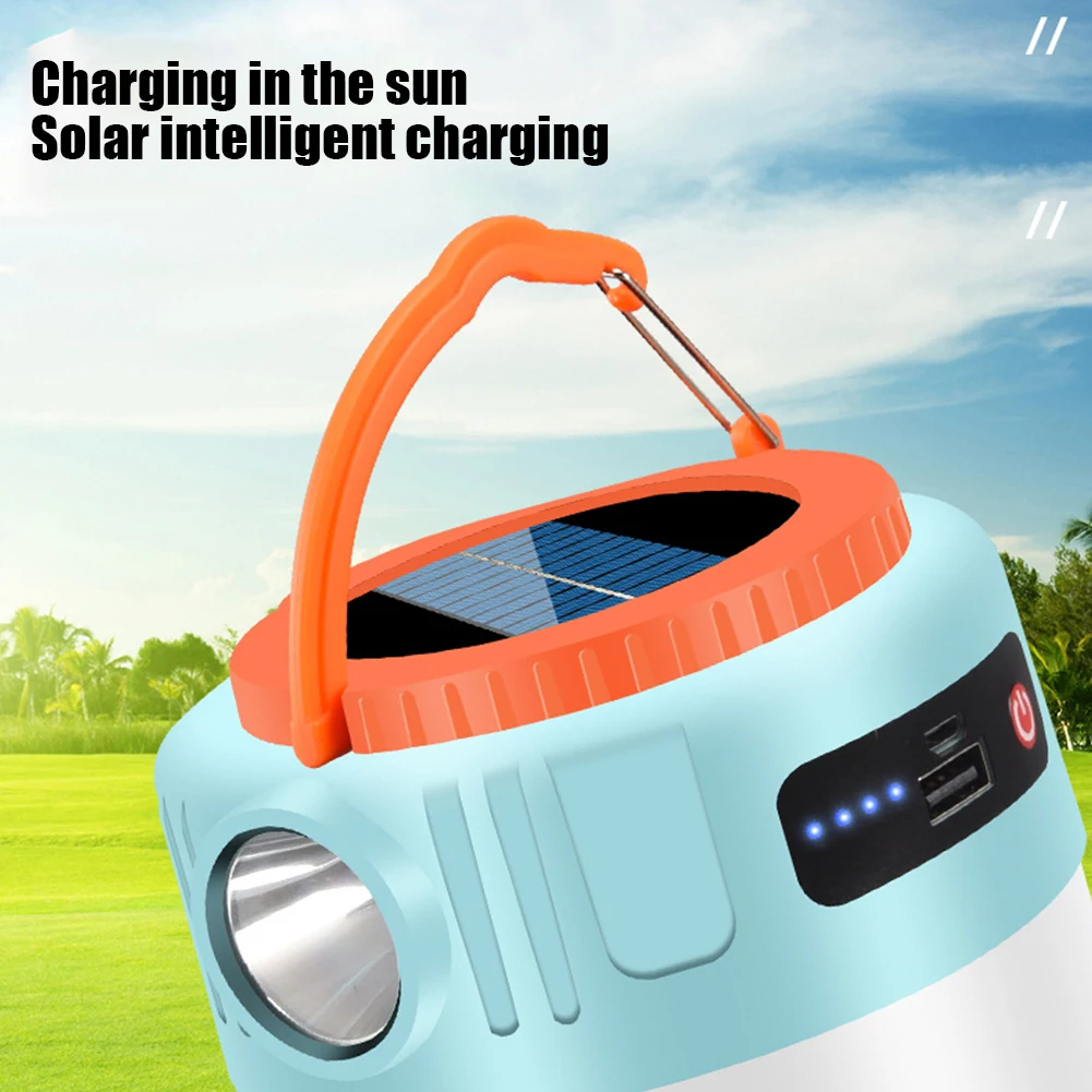 Solar Powered USB Rechargeable 100000lm LED Camping Lanterns Waterproof Portable Outdoor Hiking Emergency Searchlight Lights