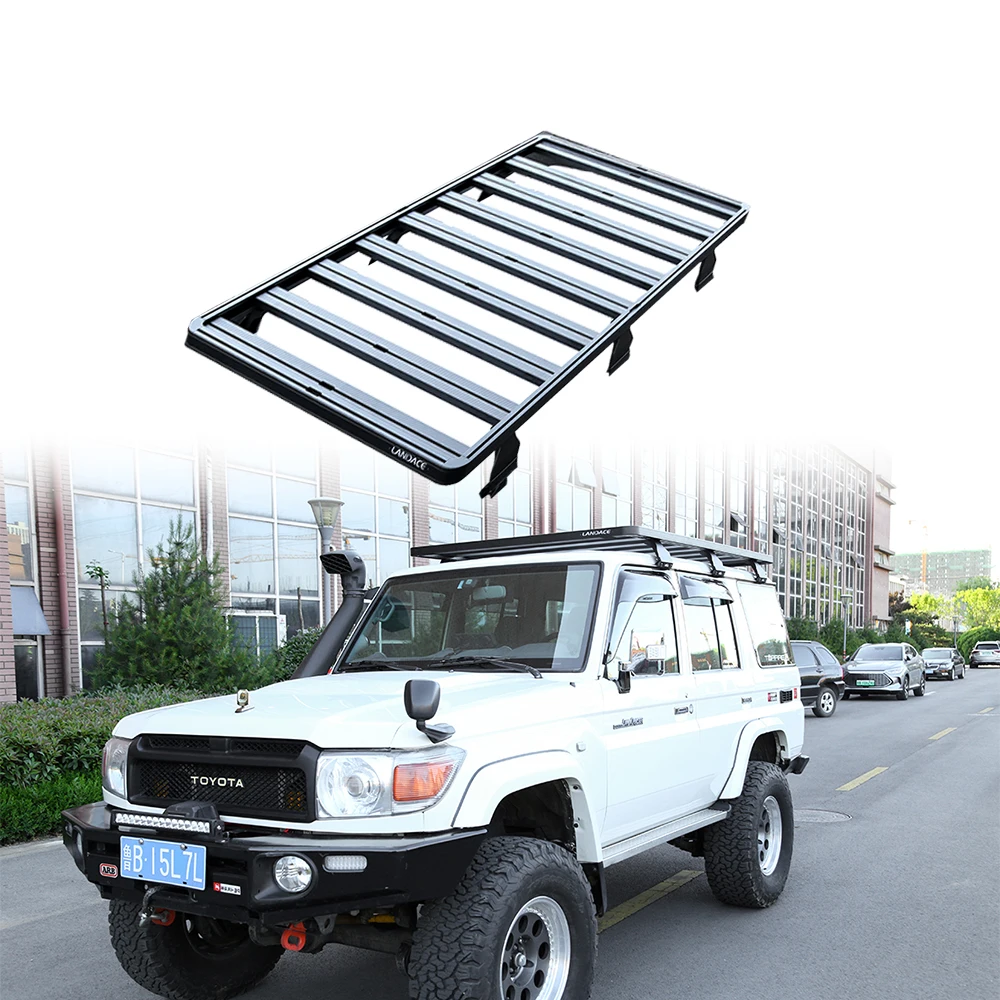 Land Cruiser Lc76 Flat Aluminum Alloy Gutter Mounts Roof Rack Luggage Carrier Car Roof Racks for