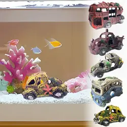 Multicolor Car Wreck Aquarium Decoration Broken Vehicle Resin Fish Shrimp Hideout Ornament Landscaping Making